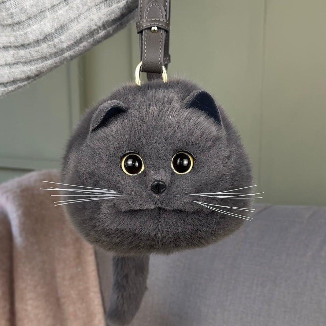 Realistic Plush Cat in the Shape of a Bag