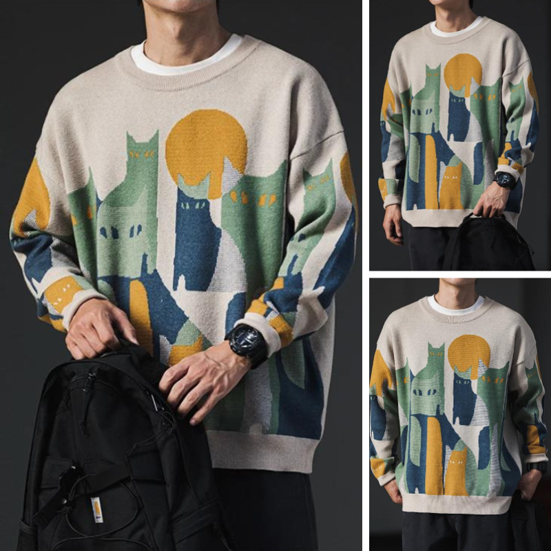 Unisex Sweatshirt with Abstract Cats