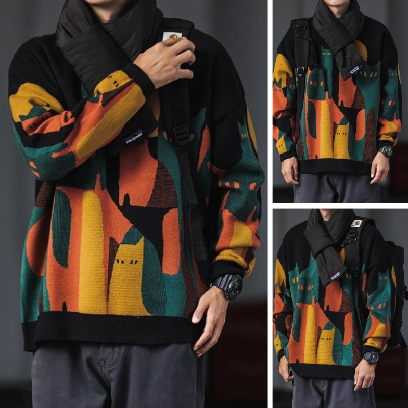 Unisex Sweatshirt with Abstract Cats
