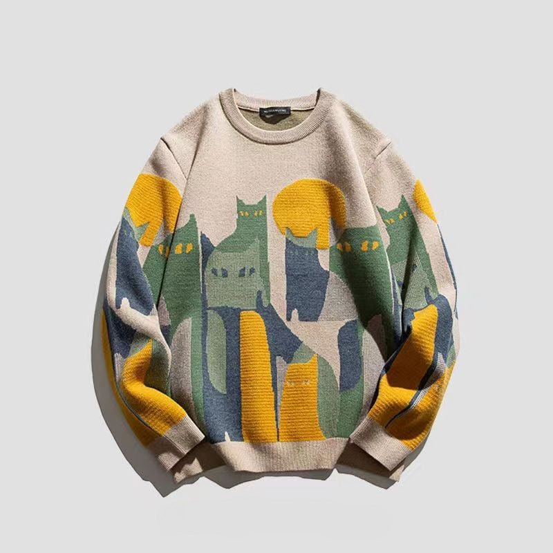 Unisex Sweatshirt with Abstract Cats