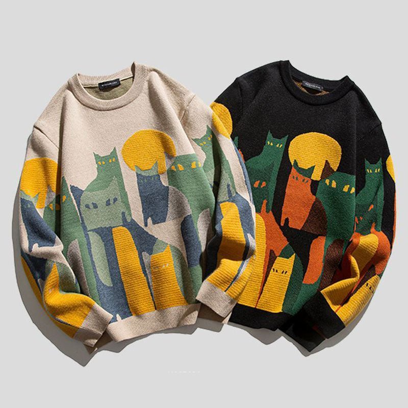 Unisex Sweatshirt with Abstract Cats
