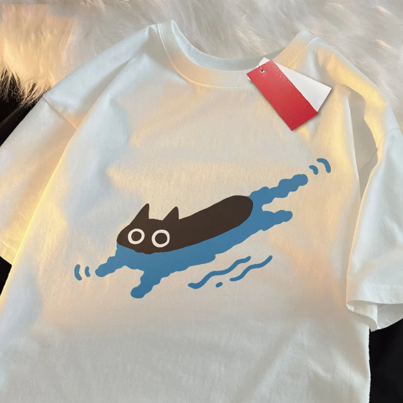 Underwater Black Cat T-Shirt