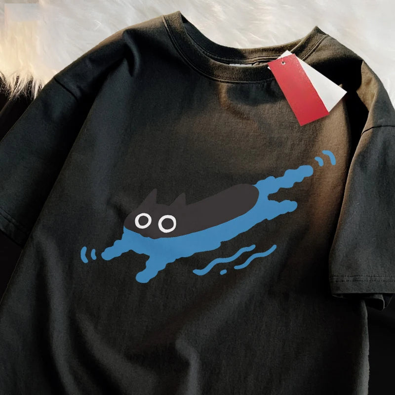 Underwater Black Cat T-Shirt