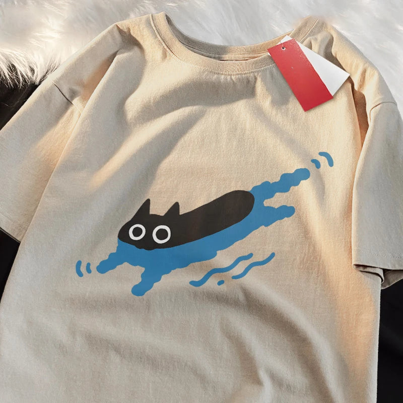 Underwater Black Cat T-Shirt