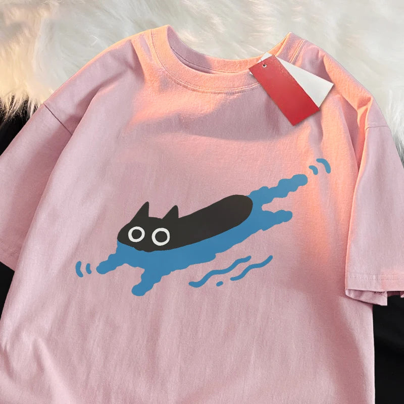 Underwater Black Cat T-Shirt