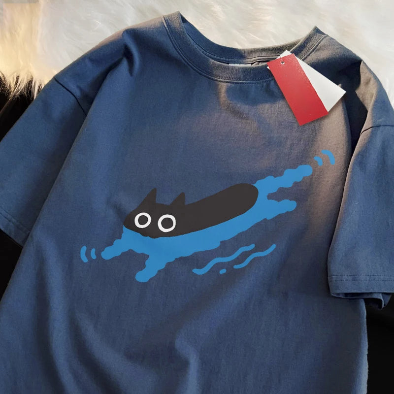 Underwater Black Cat T-Shirt
