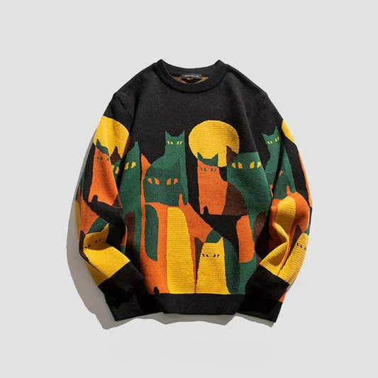 Unisex Sweatshirt with Abstract Cats 