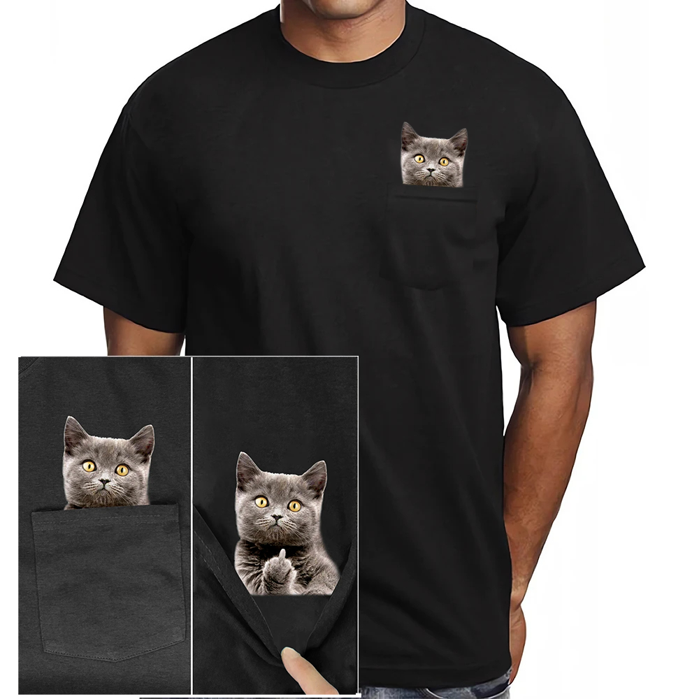 Funny Cat Pocket T-Shirt