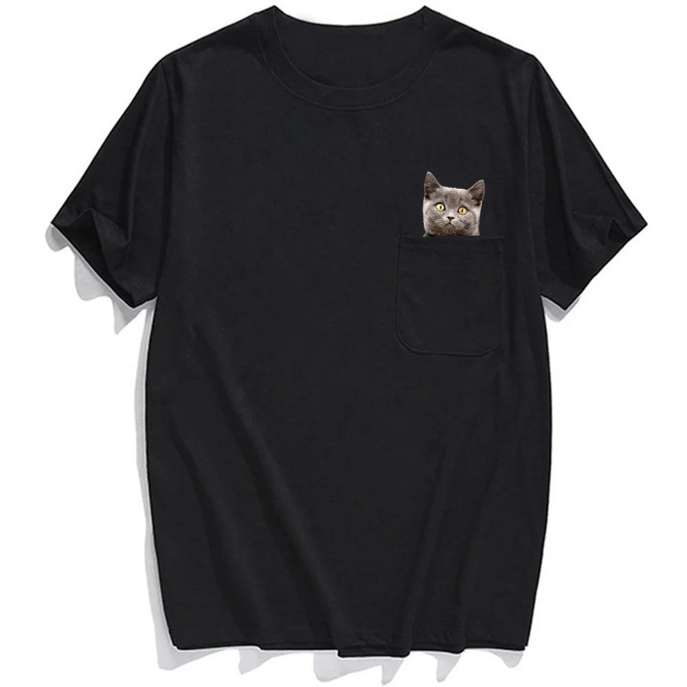 Funny Cat Pocket T-Shirt