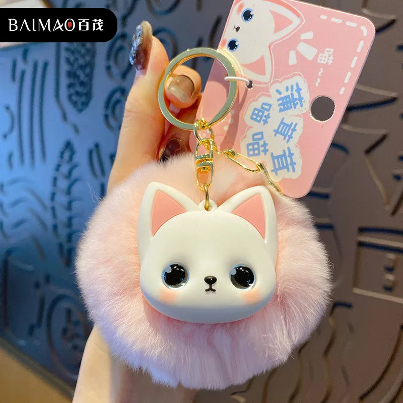 Portachiavi donna con gatto in peluche - elegante e simpatico accessorio per borsa o zaino