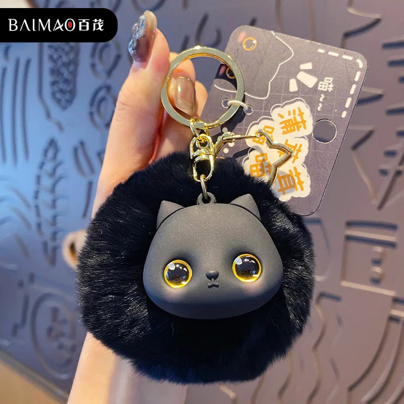 Portachiavi donna con gatto in peluche - elegante e simpatico accessorio per borsa o zaino