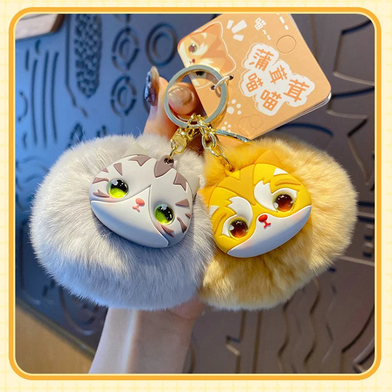 Portachiavi donna con gatto in peluche - elegante e simpatico accessorio per borsa o zaino