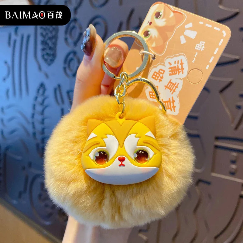 Portachiavi donna con gatto in peluche - elegante e simpatico accessorio per borsa o zaino