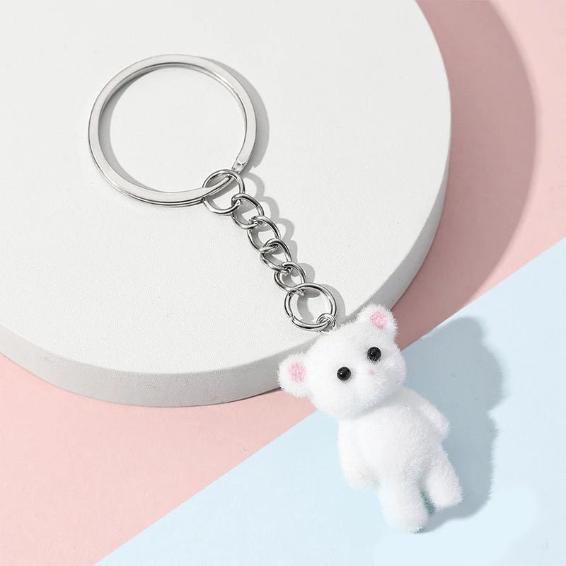 Adorabile set di tre portachiavi gatto soffici in grigio, bianco e rosa. Portachiavi gatto, regalo portachiavi, portachiavi kawaii, amanti dei gatti, charm per borsa, pendenti per telefono.