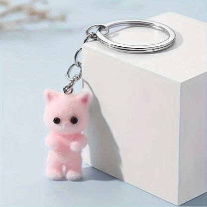 Adorabile set di tre portachiavi gatto soffici in grigio, bianco e rosa. Portachiavi gatto, regalo portachiavi, portachiavi kawaii, amanti dei gatti, charm per borsa, pendenti per telefono.