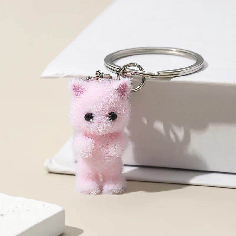 Adorabile set di tre portachiavi gatto soffici in grigio, bianco e rosa. Portachiavi gatto, regalo portachiavi, portachiavi kawaii, amanti dei gatti, charm per borsa, pendenti per telefono.